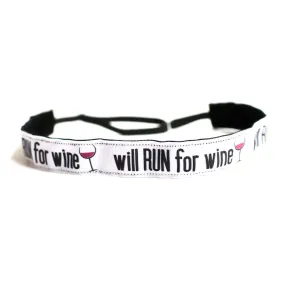 Will Run For Wine Non-Slip Headband