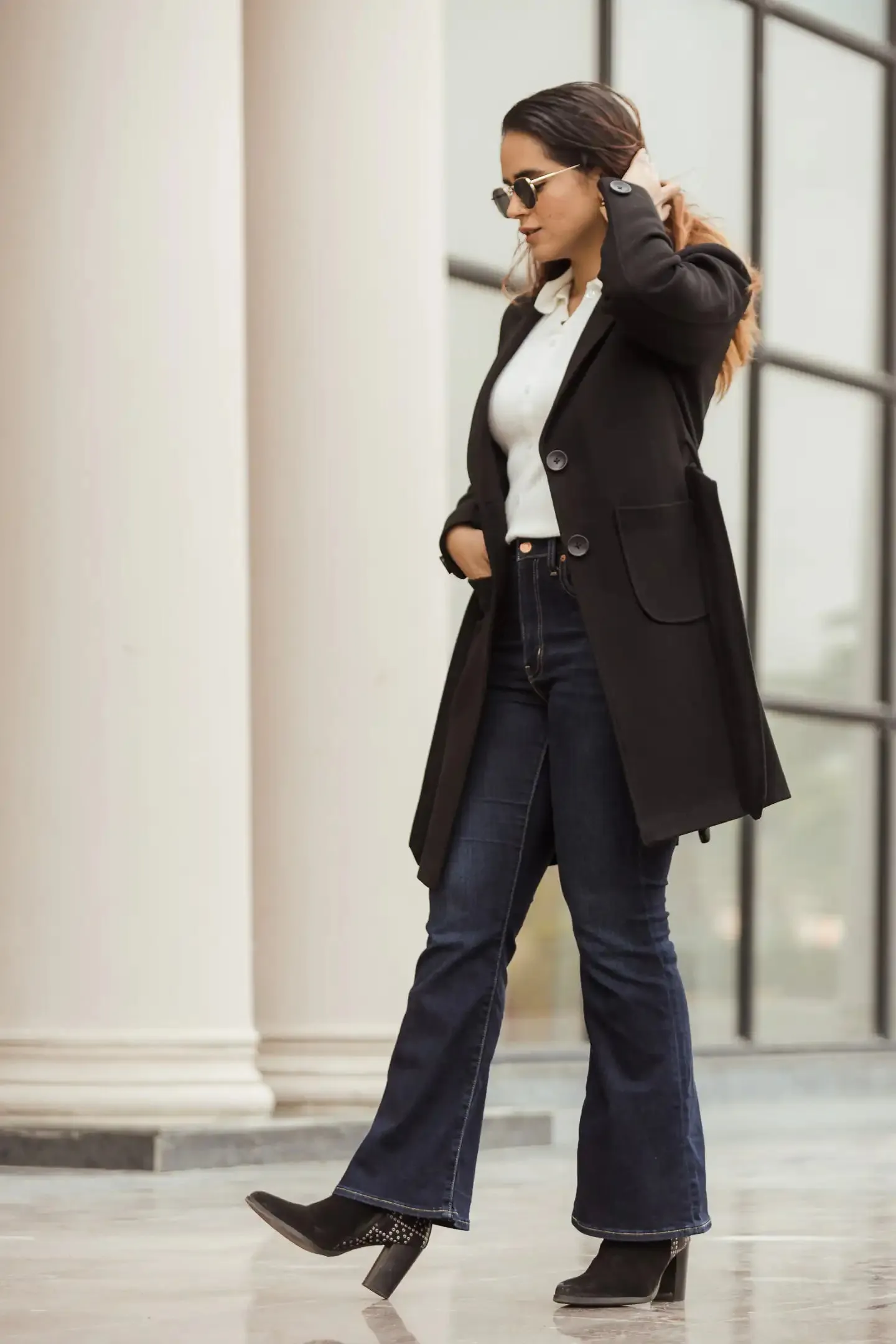 Women Long Coat with Belt