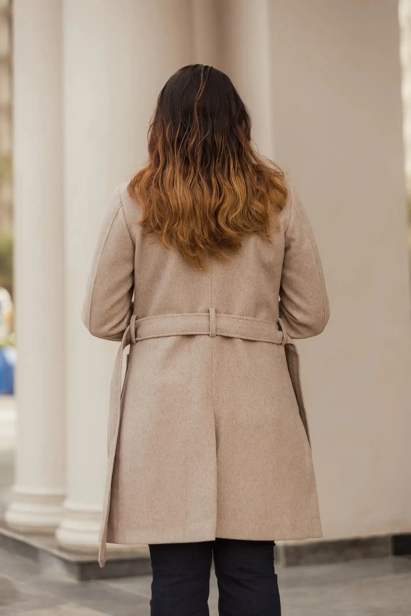 Women Long Coat with Belt