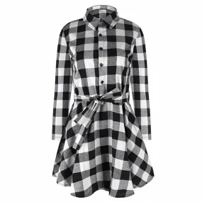 Women Plaid Dress - Tunic Dresses