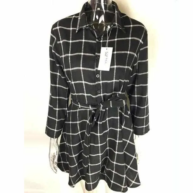 Women Plaid Dress - Tunic Dresses