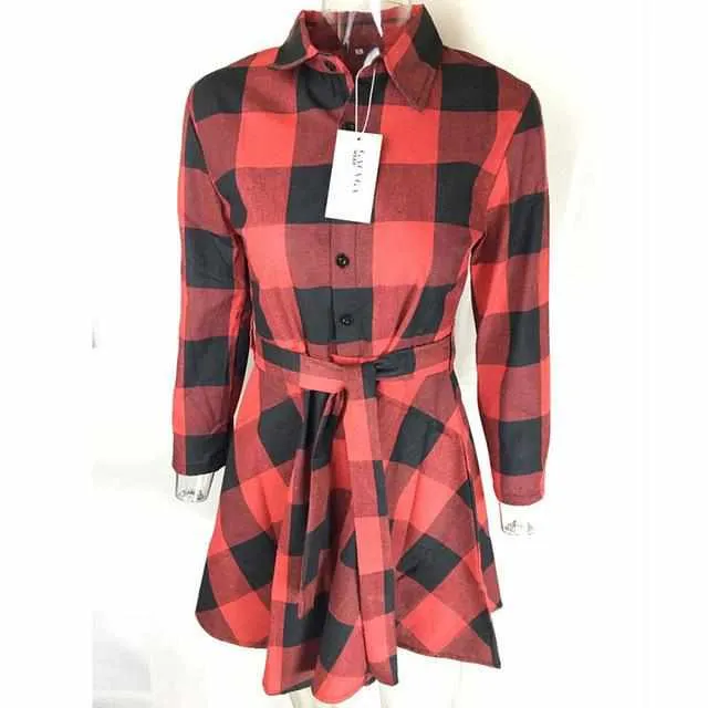 Women Plaid Dress - Tunic Dresses