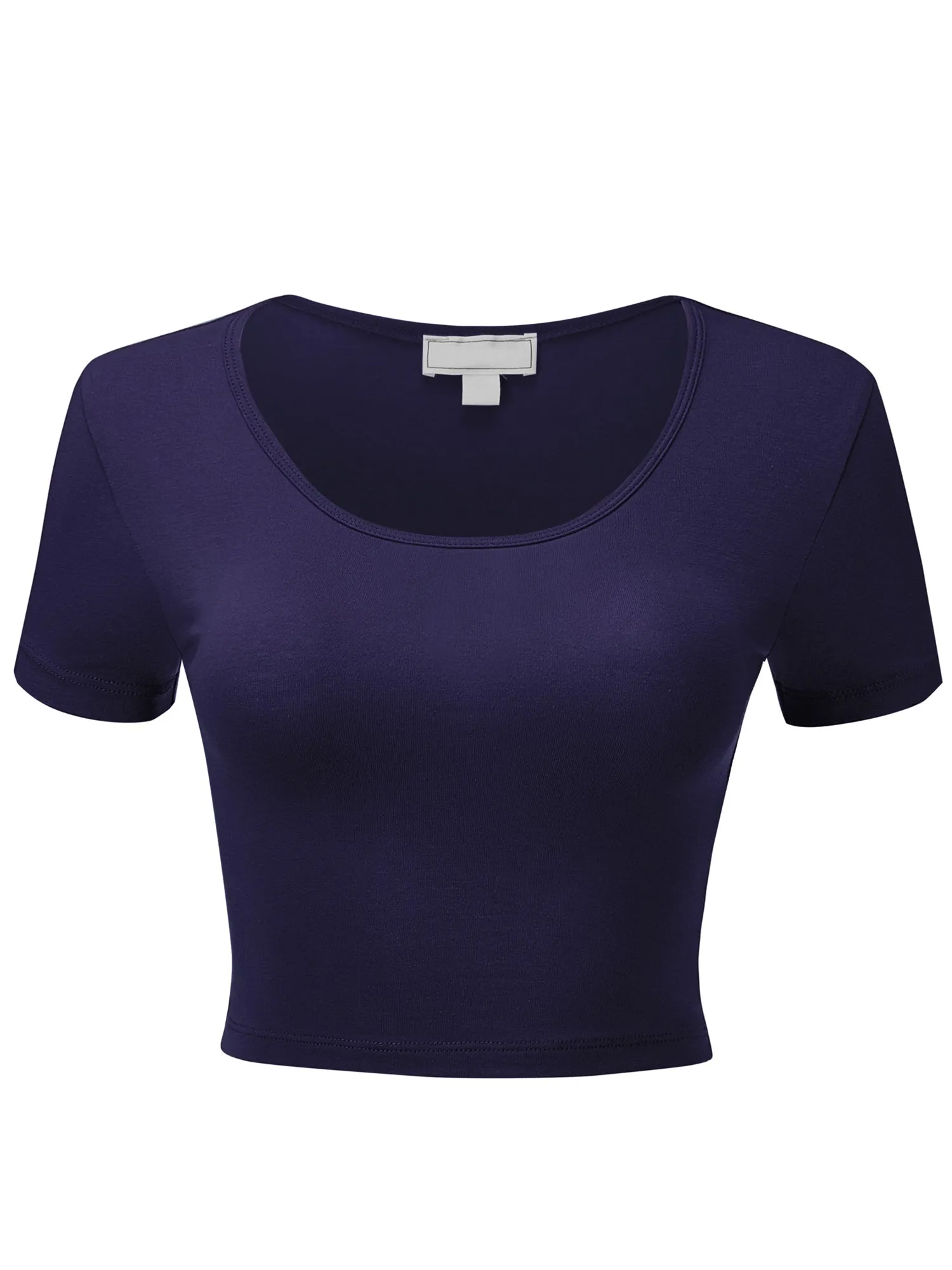 Women's Basic Scoop Neck Short Sleeve Crop Top Shirt (FWT1088)