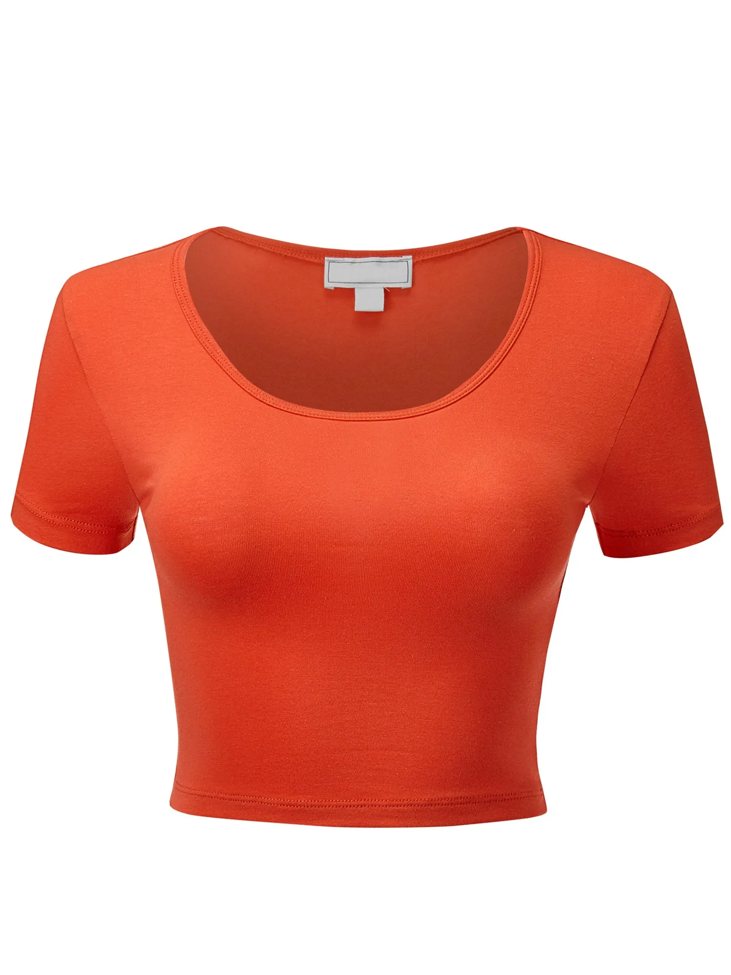 Women's Basic Scoop Neck Short Sleeve Crop Top Shirt (FWT1088)