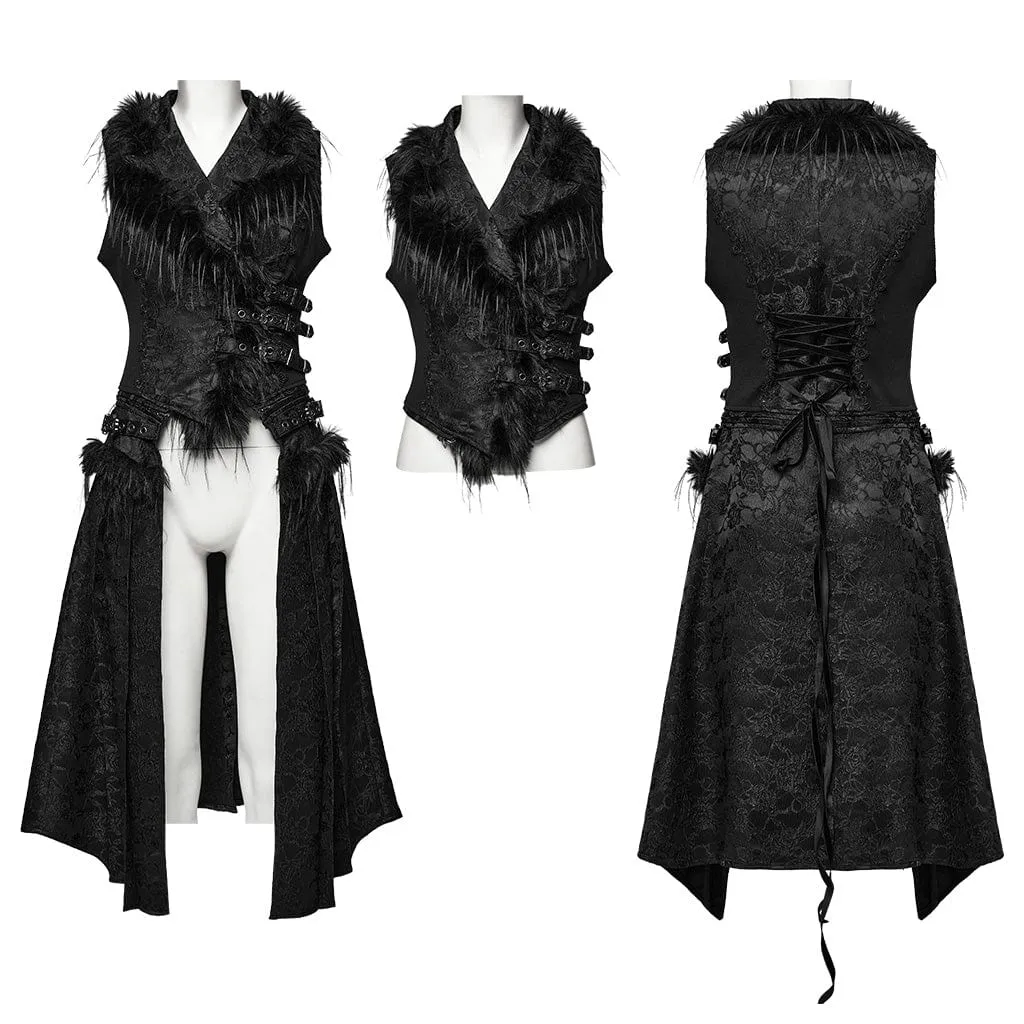 Women's Gothic Lace-up Jacquard Detachable Vest