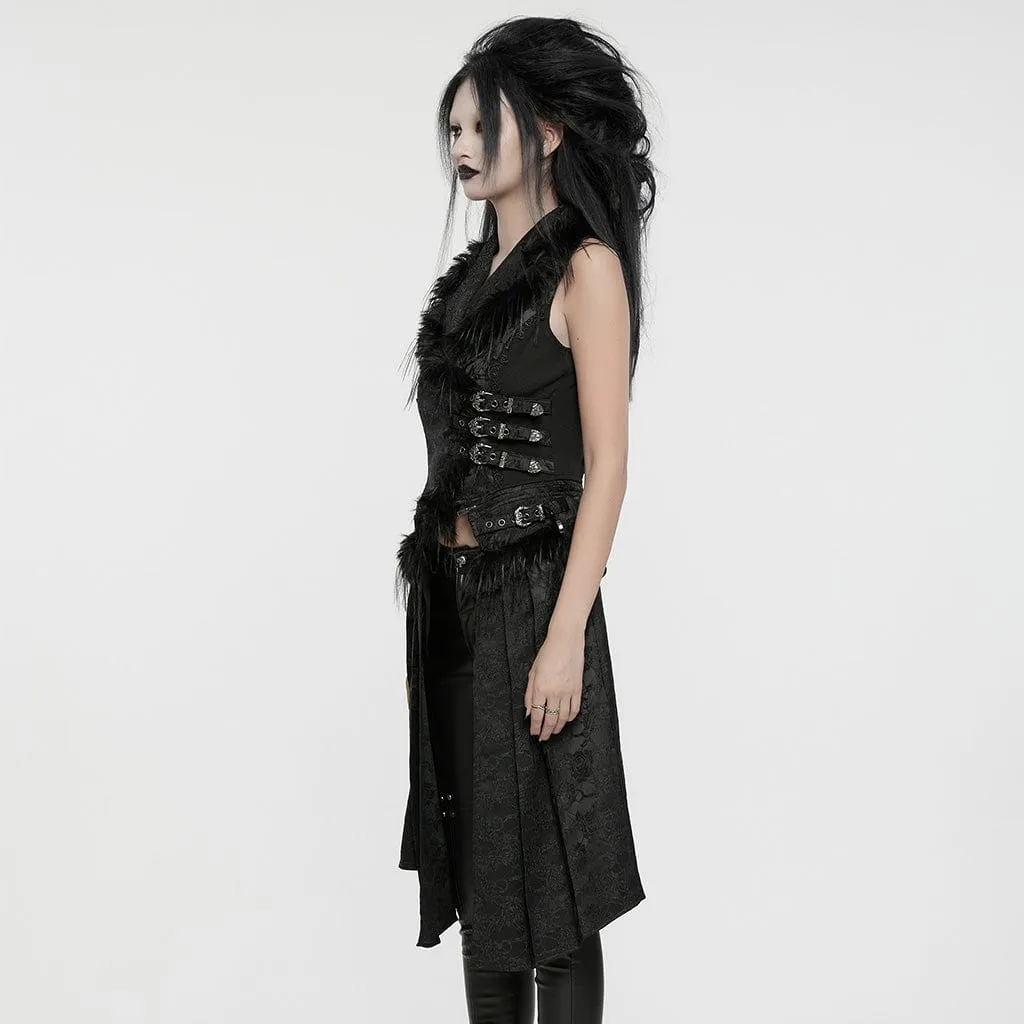 Women's Gothic Lace-up Jacquard Detachable Vest