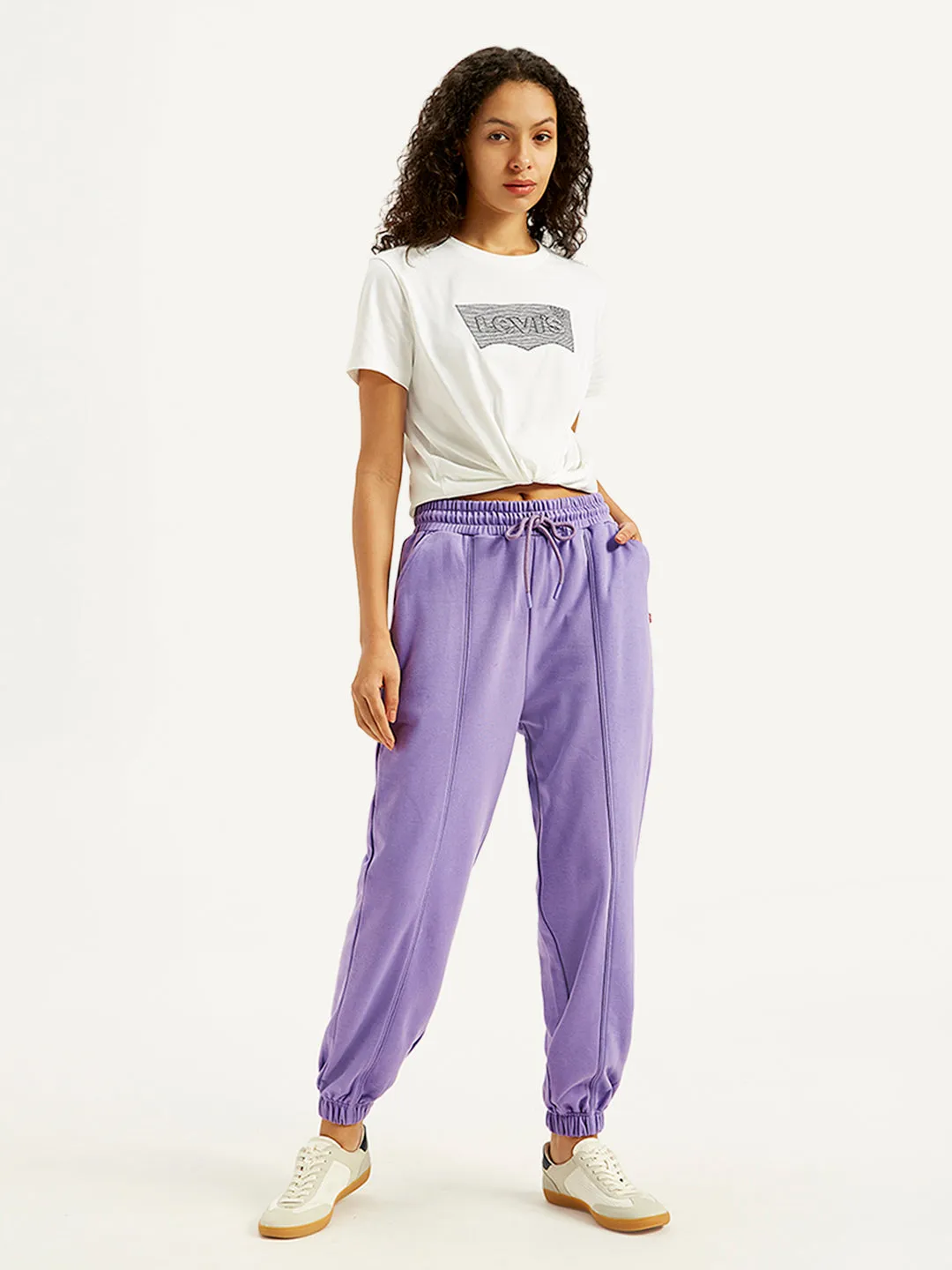 Women's Mid Rise Purple Joggers