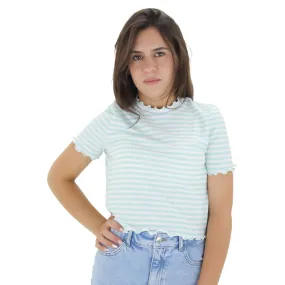 Women's Striped Crop Top,Green/White