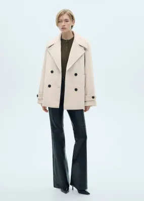 Wool double-breasted coat with buttons - Light/pastel Gray